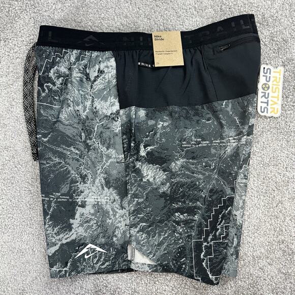 Nike Trail Dri-Fit Stride 7" Running Shorts Mens Sz Small Black AOP Brief Lined - Picture 1 of 11